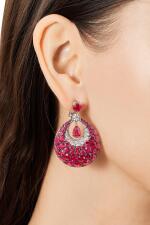'Bombé Classic' Pair of Ruby and Diamond Earrings | 格拉夫| 'Bombé Classic' 紅寶石 配 鑽石 耳環一對