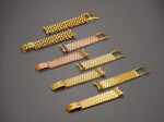 A group of four gold bracelets, three made by Patek Philippe and one unsigned, Circa 1950 to 1960 | 百達翡麗及法國製 | 四條金鏈帶，三條由百達翡麗打造，一條未署名，約1950到1960年製