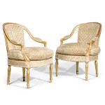 A pair of George III style giltwood armchairs, 19th century
