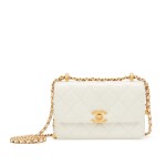 White Quilted Calfskin Mini Single Flap Bag Gold Hardware, 2021
