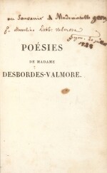 DESBORDES-VALMORE. Poésies. Paris, 1822. In-12. Reliure de l'époque. Édition en partie originale.