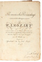  W. A. Mozart--Johann Anton André. First edition of Mozart's thematic catalogue, the first lithographed book, 1805