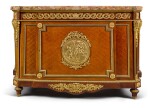 A LOUIS XVI STYLE GILT-BRONZE MOUNTED TULIPWOOD AND ROSEWOOD PARQUETRY COMMODE, CIRCA 1900, IN THE STYLE OF JEAN-HENRI RIESENER