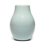 A superb and rare Guan-type ovoid vase, Seal mark and period of Qianlong | 清乾隆 仿官釉闊口瓶 《大清乾隆年製》款