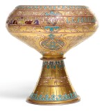 A GILDED AND ENAMELLED GLASS FOOTED BOWL, FRANCE, 19TH CENTURY