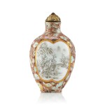 An Inscribed Puddingstone-Imitation Porcelain Snuff Bottle Qing Dynasty, Qianlong - Jiaqing Period | 清乾隆至嘉慶 粉彩仿抱子石光開山水鼻煙壺