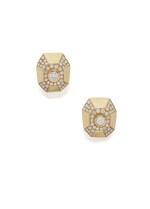 PAIR OF GOLD AND DIAMOND EARCLIPS, CARTIER