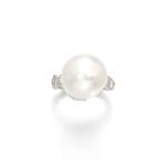 Cultured pearl and diamond ring, 1950s