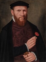 Portrait of a Man, Half-Length, Holding a Red Carnation