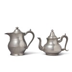 Large American Pewter Water Pitcher and Teapot, Thomas Danforth Boardman and Luther Boardman, Hartford, Connecticut, and Massachusetts, Circa 1830