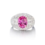 Pink Sapphire and Diamond Ring | 4.03克拉 天然「馬達加斯加」未經加熱粉紅色剛玉 配 鑽石 戒指 