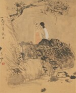 Cheong Soo Pieng 鍾泗濱 | Two seated ladies by the river 河邊兩仕女