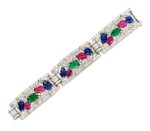 Ruby, Sapphire, Emerald and Diamond Bracelet  | 紅寶石, 藍寶石 配 祖母綠及 鑽石 手鏈