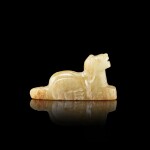 A white and russet jade 'mythical beast' pendant, Liao – Jin dynasty 遼至金 白玉瑞獸珮