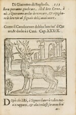 La caccia di Giacomo di Foglioso. Milan, 1615. Petit in-8. Vélin de l'époque. Célèbre traité de vénerie.
