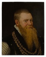 Portrait of a bearded gentleman, bust-length, wearing a gold chain