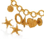  CHANEL | CHARM BRACELET AND PAIR OF EARCLIPS 