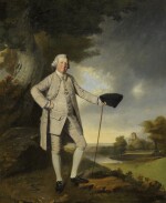 FRANCIS WHEATLEY, R.A. | Portrait of a country gentleman standing in a landscape
