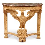  A GEORGE II GILTWOOD CONSOLE TABLE, LATE 19TH/EARLY 20TH CENTURY, INCORPORATING EARLIER ELEMENTS