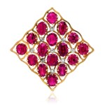 Ruby and diamond brooch , early 20th century