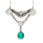 Emerald and diamond pendant, circa 1910 and later | 祖母綠及鑽石吊墜，年份約1910及之後