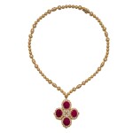 Van Cleef & Arpels | Ruby and Diamond Pendant-Necklace  梵克雅寶 紅寶石配鑽石吊墜項鏈