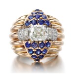 Sapphire and diamond ring, 1940s
