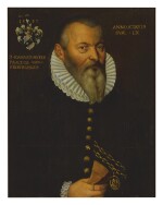 SWISS SCHOOL, 1597 | PORTRAIT OF JOHANNES MEYER, HALF LENGTH, AGED 60