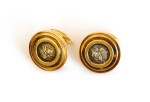 BULGARI PAIR OF GOLD AND ANCIENT COIN 'MONETE' CUFFLINKS