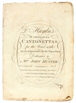 J. Haydn. "Dr Haydn's VI Original Canzonettas", signed by the composer on the title, 1794