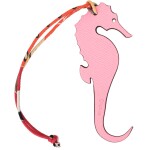 Hermès Bi-color Rose Confetti Petit H Seahorse Charm in Epsom Leather Reversing to Vermillion Clemence Leather with Multicolor Silk Twill Strap