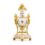 A Louis XVI striking pendule vase, circa 1785, the dial signed by Guillaume Meuron, the porcelain attributed to Locré, Paris