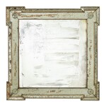 A NEOCLASSICAL STYLE ENGRAVED GLASS MIRROR WITH GREEK KEY BORDER