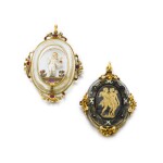 Two enamelled gold and silver crystal set pendants, In Renaissance style