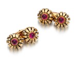 PAIR OF SYNTHETIC RUBY CUFFLINKS