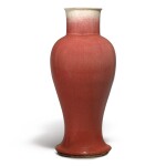 A copper-red-glazed 'Langyao' vase, Qing dynasty, Kangxi period | 清康熙 郎窰紅釉觀音尊