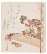 Katsushika Hokuga (active circa 1804- 1844) Utsubo: Young woman playing the koto, Edo period, 19th century