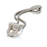 Platinum and Diamond 'Cadenas' Bracelet-Watch, France