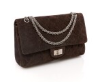 Dark brown suede leather and silver-tone metal 2.55 reissue shoulder bag