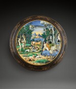 Large maiolica plate with Diana and Acteon