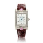 Reference 267.3.86 Reverso, A stainless steel, pink sapphire and diamond-set reversible wristwatch with a mother-of-pearl dial, Circa 2000