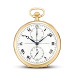 PATEK PHILIPPE | A YELLOW GOLD CHRONOGRAPH OPENFACE WATCH WITH TINTED ENAMEL DIAL AND VERTICAL REGISTERS, MADE IN 1912  | 百達翡麗 | 黃金計時懷錶，備琺瑯錶盤及縱向小錶盤，機芯編號157258，錶殼編號407876，1912年製