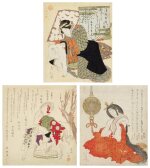 Totoya Hokkei (1780-1850) | Three surimono | Edo period, 19th century 