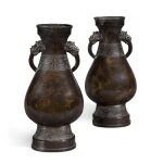 A pair of bronze baluster vases, Yuan/early Ming dynasty