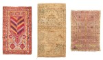 Lot including an Ottoman velvet carpet, probably Hereke manufacture, 19th century, and two Ghiordès and Kershehir carpets, Western Anatolia, 19th century
