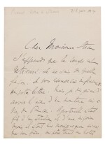 Lettre a.s. à Émile Straus. 1914. Sur la mort d'Agostinelli : "J'apprends que le corps est retrouvé"