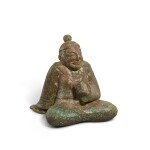 A bronze 'warrior' mat weight, Western Han dynasty 西漢 青銅坐佣席鎮