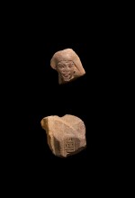 Two Fragments from an Egyptian or Quartzite Figure of a Man, New Kingdom, 1550-1075 B.C.