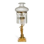 A Figural Gilt-Metal Marble and Etched Glass Sinumbra Lamp, Ellis S. Archer, Philadelphia, Circa 1855