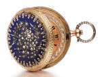 A DIAMOND-SET, ENAMEL AND PINK GOLD HUNTING CASED LEVER WATCH, GENEVA, FOR THE TURKISH MARKET, CIRCA 1850